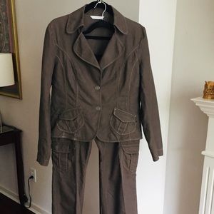 Promod Linen/Cotton Blend Taupe Women's Suit Pant/Blazer